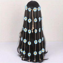 Bohemian Daisy Headband with Tassel for Bride's Headdress
