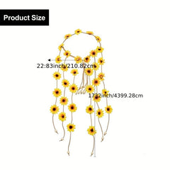 Bohemian Daisy Headband with Tassel for Bride's Headdress