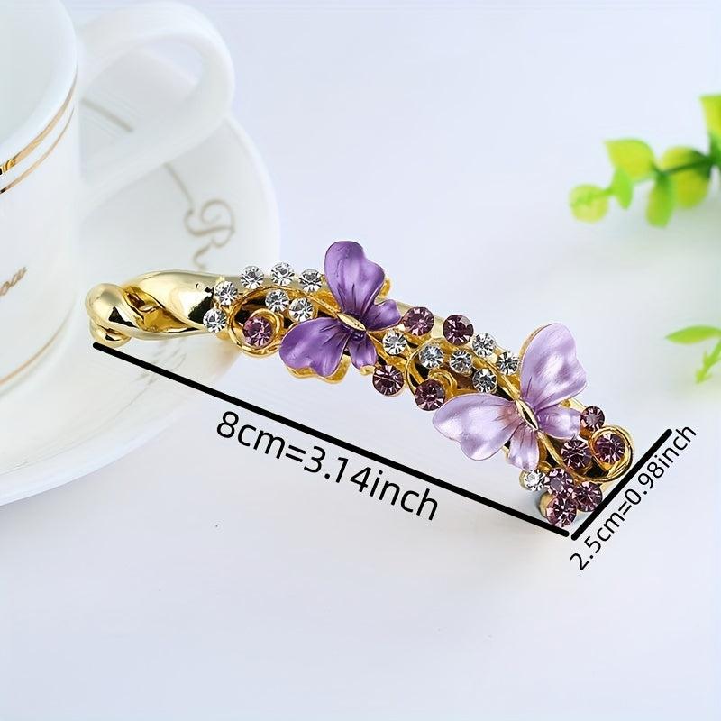 Colorful Butterfly Hair Clip Rhinestone Ponytail Holder
