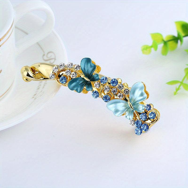 Colorful Butterfly Hair Clip Rhinestone Ponytail Holder