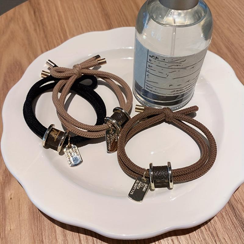 2PCS Vintage Elastic Rope Hair Tie Wristband Hair Rope Dual purpose Hair Accesso