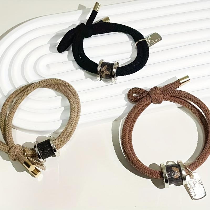 2PCS Vintage Elastic Rope Hair Tie Wristband Hair Rope Dual purpose Hair Accesso
