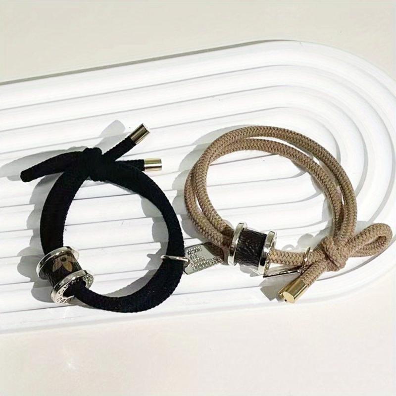 2PCS Vintage Elastic Rope Hair Tie Wristband Hair Rope Dual purpose Hair Accesso