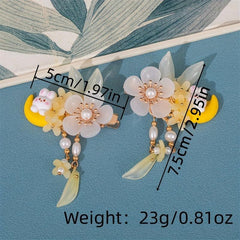 Ancient Style Flower Hair Clip with Moon and Rabbit Shape