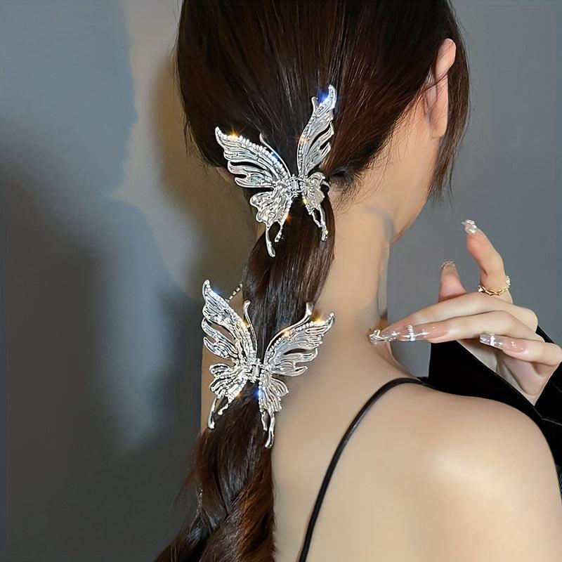 Metal Hair Claw Butterfly Lady Non slip Hollow Shark Claw Thick Hair Accessories