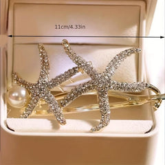 Rhinestone Starfish Hair Clip Elegant Hair Accessories for Women