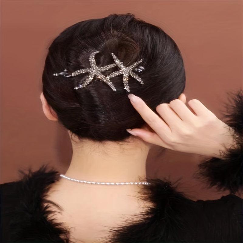 Rhinestone Starfish Hair Clip Elegant Hair Accessories for Women