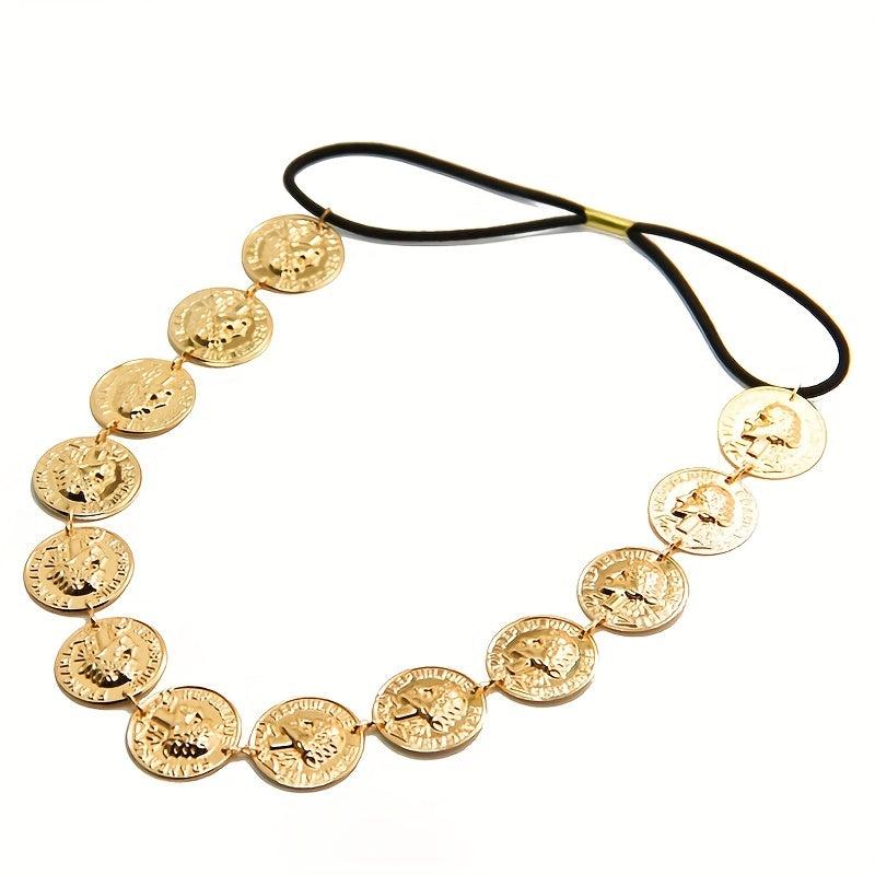 Boho Coin Head Chain Gold Hair Chain Headpieces for Women Girls