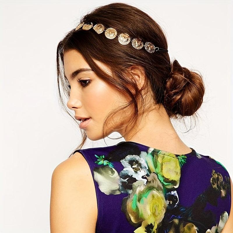 Boho Coin Head Chain Gold Hair Chain Headpieces for Women Girls