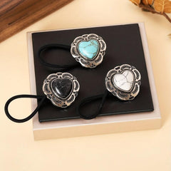 3pcs Turquoise Hair Tie Western Style Hair Rope Ponytail Holder