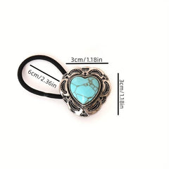 3pcs Turquoise Hair Tie Western Style Hair Rope Ponytail Holder
