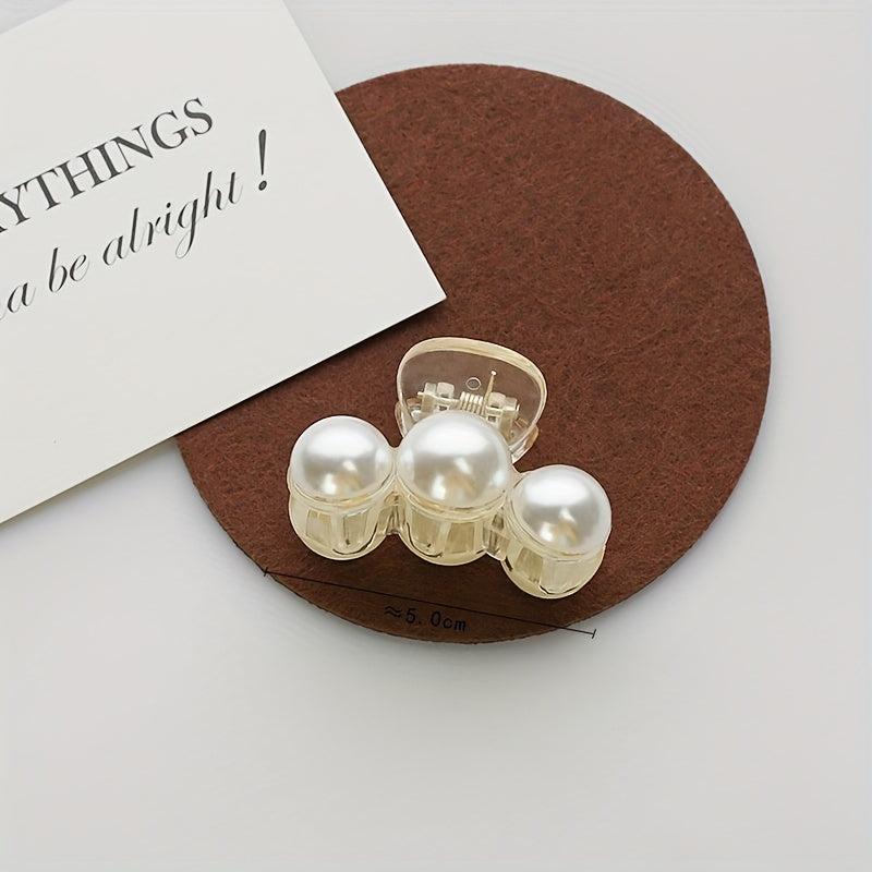 3PCS Small Faux Pearl Hair Claw Clips Hair Jaw Clips Barrettes Hair Accessories