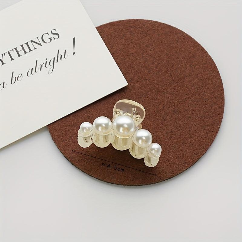 3PCS Small Faux Pearl Hair Claw Clips Hair Jaw Clips Barrettes Hair Accessories