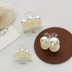 3PCS Small Faux Pearl Hair Claw Clips Hair Jaw Clips Barrettes Hair Accessories