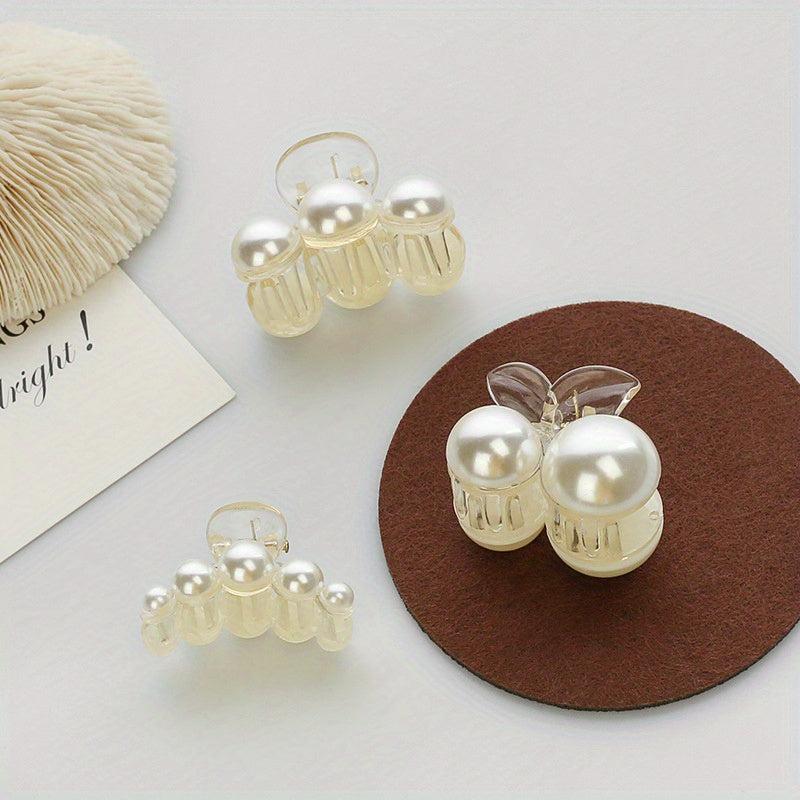 3PCS Small Faux Pearl Hair Claw Clips Hair Jaw Clips Barrettes Hair Accessories