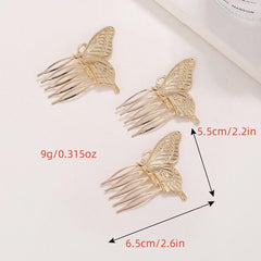 Butterfly Shape Hair Comb Golden Hair Insert Comb Alloy Hair Accessories