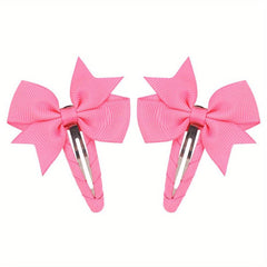 Solid Bow Snap Clip Sweet Hair Clip Style Hair Clip for Side Hair Bang Braids