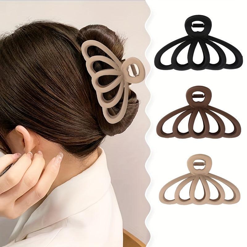 Large Frosted Hair Claw Amber Hair Clip