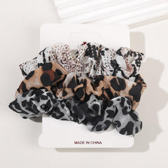 3pcs Satin Leopard Pattern Scrunchies Hair Tie Solid Ponytail Holder