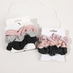 3pcs Satin Leopard Pattern Scrunchies Hair Tie Solid Ponytail Holder
