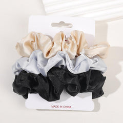 3pcs Satin Leopard Pattern Scrunchies Hair Tie Solid Ponytail Holder