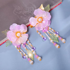 Vintage Flower Leaf Tassel Hairpin Hair Comb Clip Barrette Chinese Style