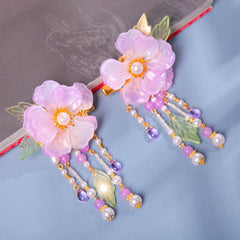 Vintage Flower Leaf Tassel Hairpin Hair Comb Clip Barrette Chinese Style