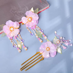 Vintage Flower Leaf Tassel Hairpin Hair Comb Clip Barrette Chinese Style