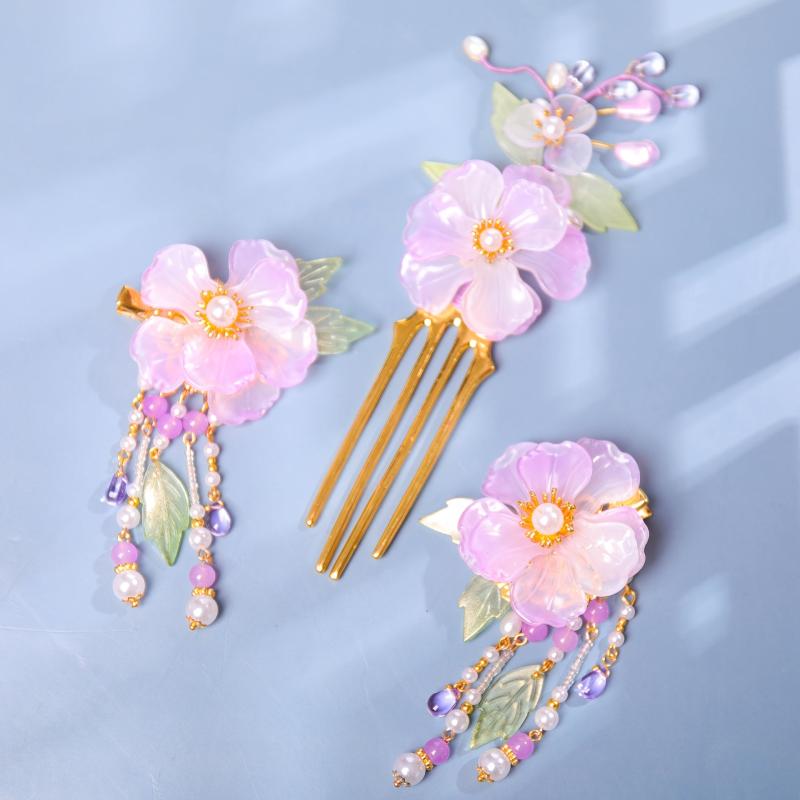 Vintage Flower Leaf Tassel Hairpin Hair Comb Clip Barrette Chinese Style