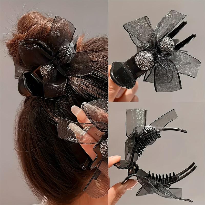 Rhinestone Bow Hair Claw Clip for Women