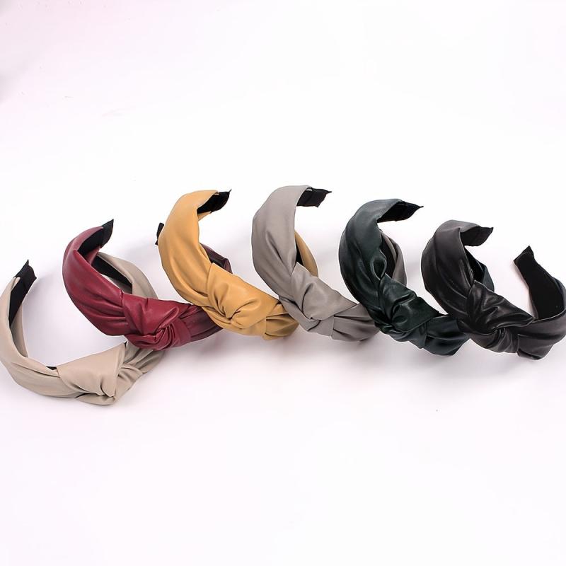 Cross Knotted Headband PU Leather Hair Loop Women's Hair Accessories