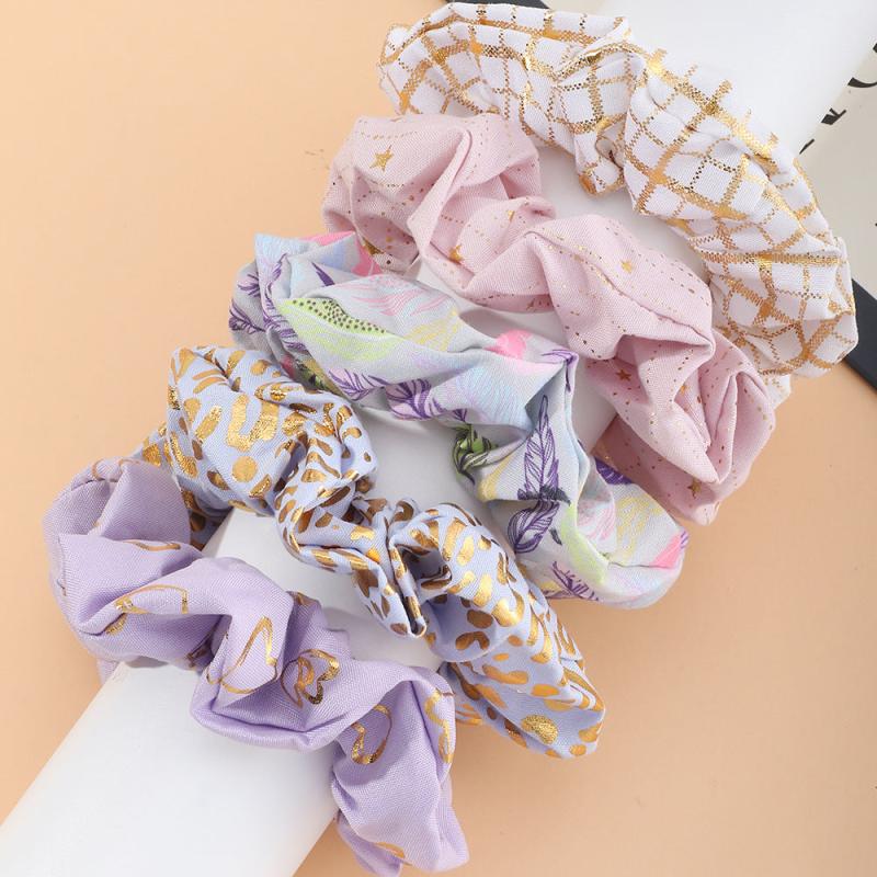 5pcs Floral Hair Ring Ponytail Holder Elastic Rubber Band