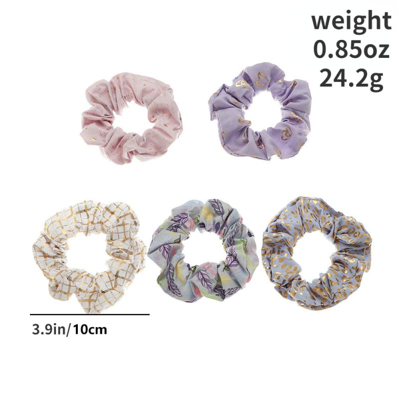 5pcs Floral Hair Ring Ponytail Holder Elastic Rubber Band