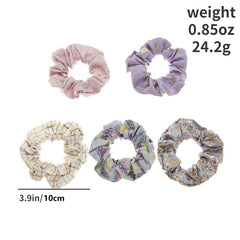 5pcs Floral Hair Ring Ponytail Holder Elastic Rubber Band