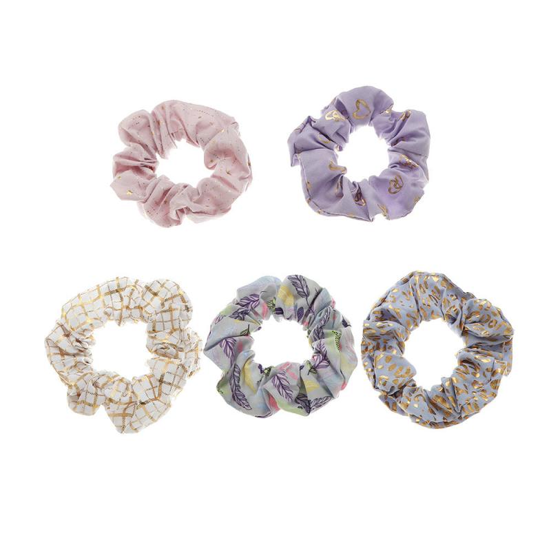 5pcs Floral Hair Ring Ponytail Holder Elastic Rubber Band