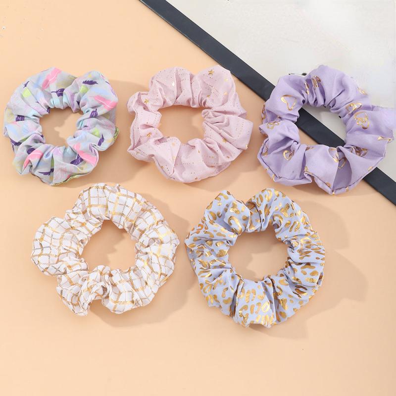 5pcs Floral Hair Ring Ponytail Holder Elastic Rubber Band