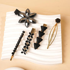 5 Flower Clover Rhinestone Hair Clips Vintage Barrette Hair Accessories