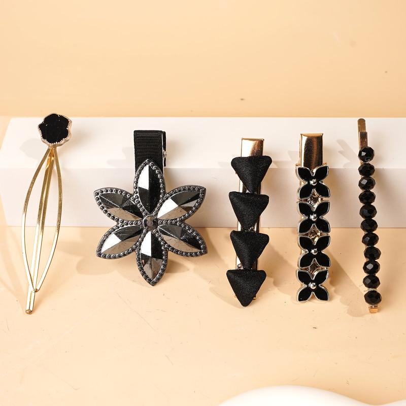 5 Flower Clover Rhinestone Hair Clips Vintage Barrette Hair Accessories