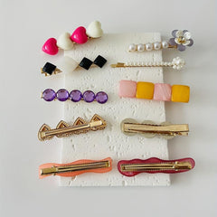 10pcs Crystal Pearl Duck Billed Hair Clip for Women Girls