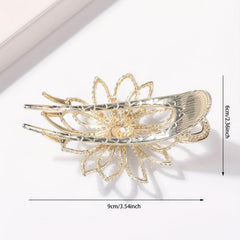 Faux Pearl Flower Duckbill Clip Large Hair Clip Rhinestone Hairclip