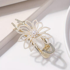 Faux Pearl Flower Duckbill Clip Large Hair Clip Rhinestone Hairclip