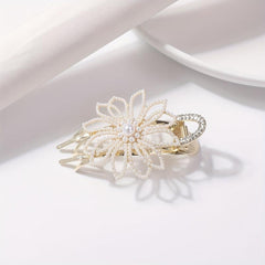 Faux Pearl Flower Duckbill Clip Large Hair Clip Rhinestone Hairclip