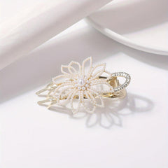 Faux Pearl Flower Duckbill Clip Large Hair Clip Rhinestone Hairclip