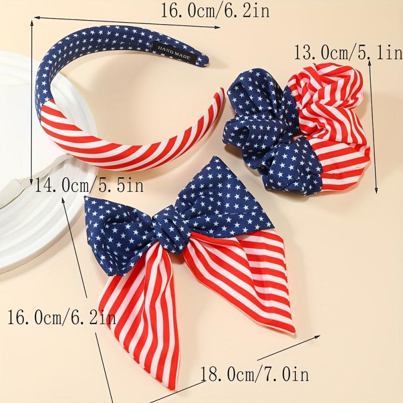 American Flag Hair Accessories Head Hoop Sweet Bow Clip Striped Star Scrunchies