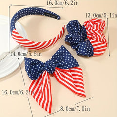 American Flag Hair Accessories Head Hoop Sweet Bow Clip Striped Star Scrunchies