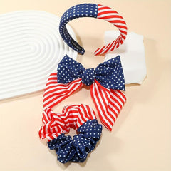 American Flag Hair Accessories Head Hoop Sweet Bow Clip Striped Star Scrunchies