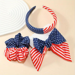 American Flag Hair Accessories Head Hoop Sweet Bow Clip Striped Star Scrunchies