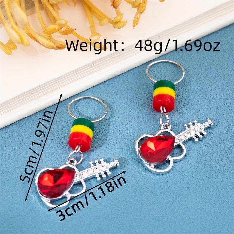 10pcs Crystal Guitar Shape Braid Hair Beads Rainbow Dreadlock Hair Ring