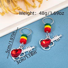 10pcs Crystal Guitar Shape Braid Hair Beads Rainbow Dreadlock Hair Ring