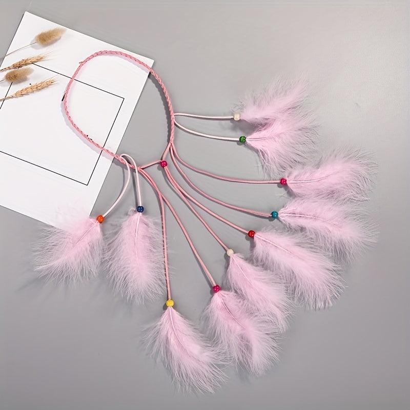 Boho Feather Tassel Headband Seaside Vacation Hair Accessory